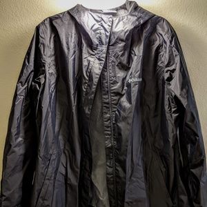 [Columbia] Lightweight Black Rain Jacket 1X EUC